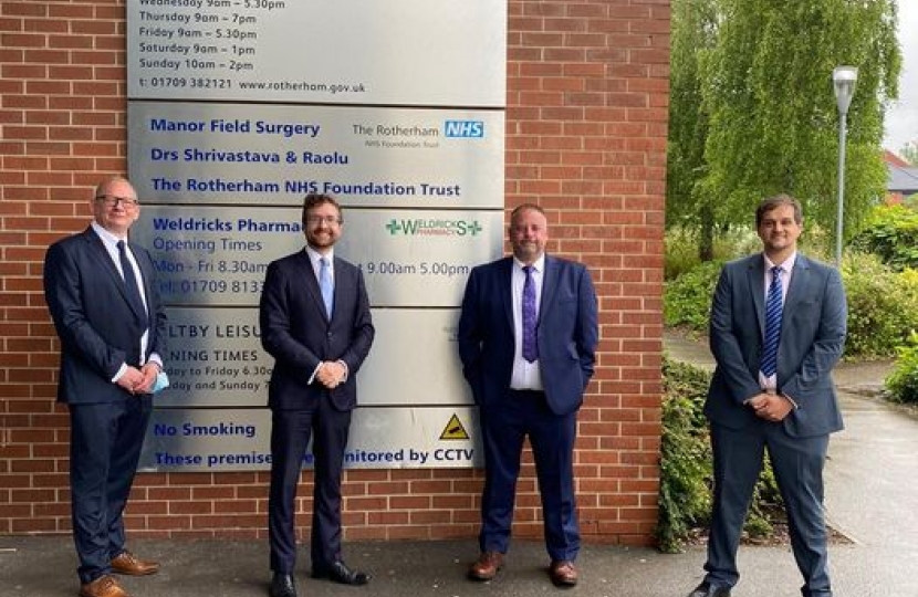 Alexander Stafford MP with Maltby Cllrs at Leisure Centre