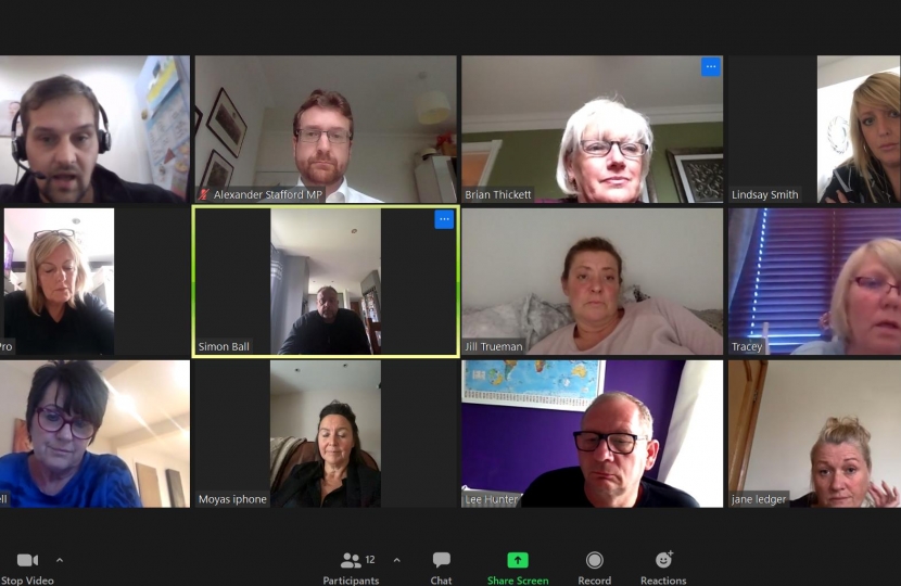Alexander on a webcall with Maltby businesses and councillors