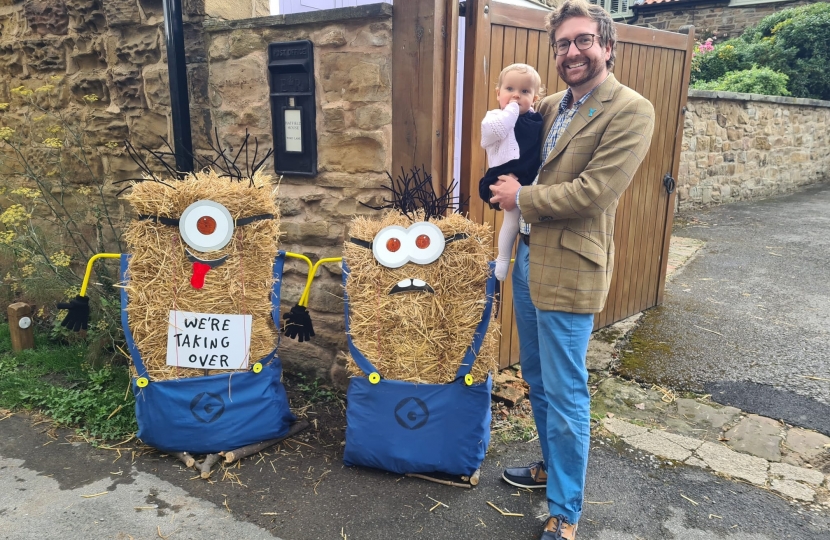 Alexander Stafford with minion haybales