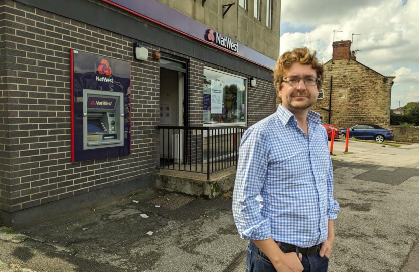 Alexander outside former NatWest branch in Wickersley.