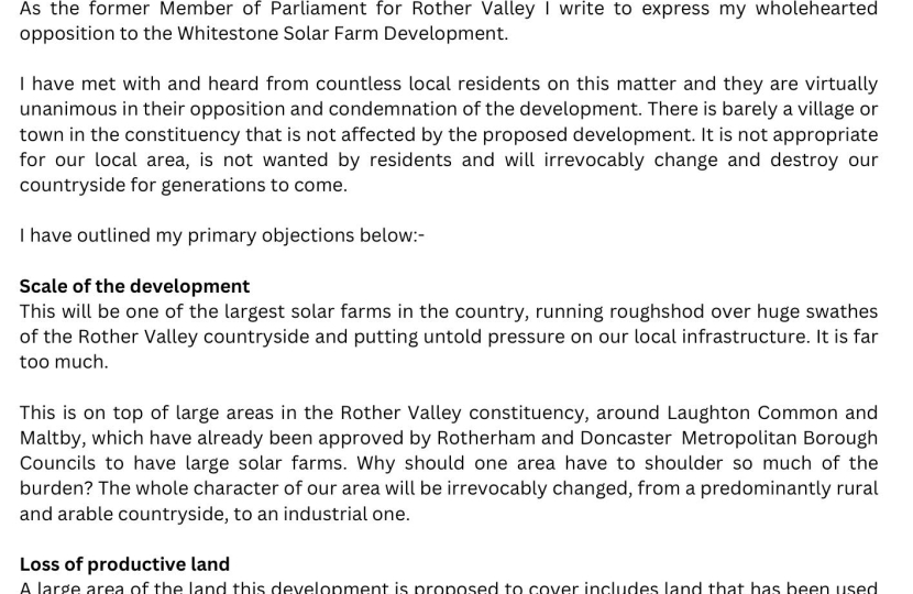 Whitestone solar farm objection