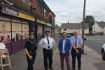 Alexander Stafford on patrol with police in front of Rosegarth Avenue, Swallownest