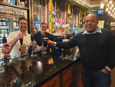 ALEXANDER STAFFORD BEHIND THE BAR IN THE QUEENS MALTBY